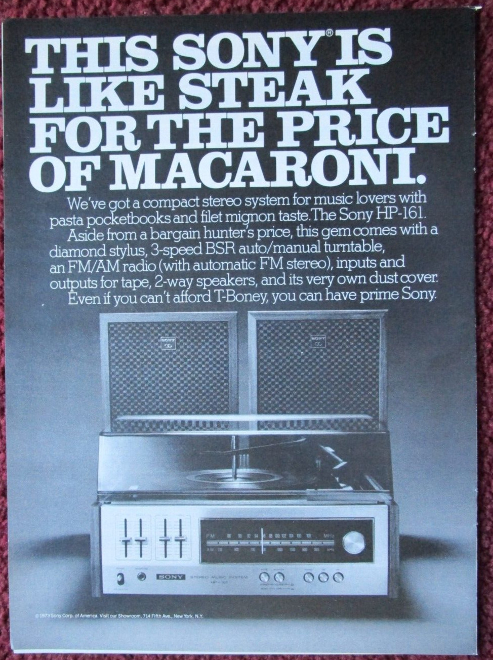 Print Ad ~ Steak For Macaroni Price