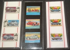 3 BOOKMARKS ~ AUTOMOBILE  Laminated POSTAGE STAMPS~AUTO CARS RED COLORAFUL