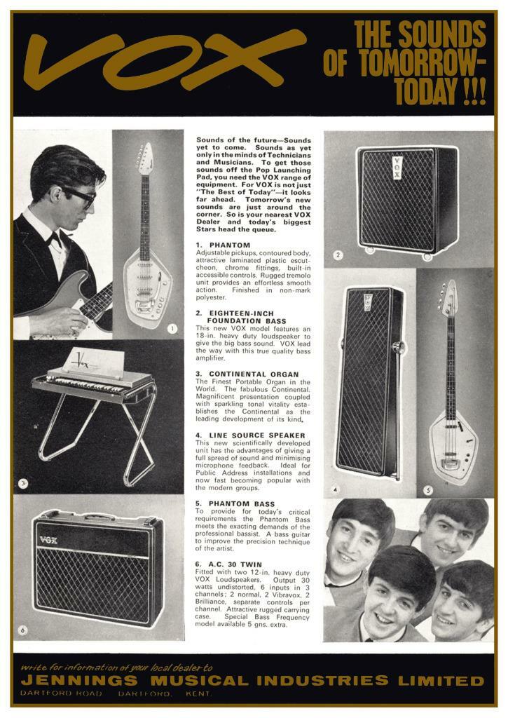 Vox Amps * POSTER * the BEATLES - AC30 Tube Valve Jennings Vox Amps * POSTER * the BEATLES - AC30 Tube Valve Jennings