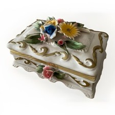Vintage Capodimonte Schale mit Blumendeckel italienischer 3D Blumenkorb