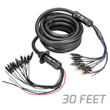 PRV Audio SNAKE 10RCA-30 Car Audio 30 Ft Medusa Cable 10 RCA Channels + 3 Power