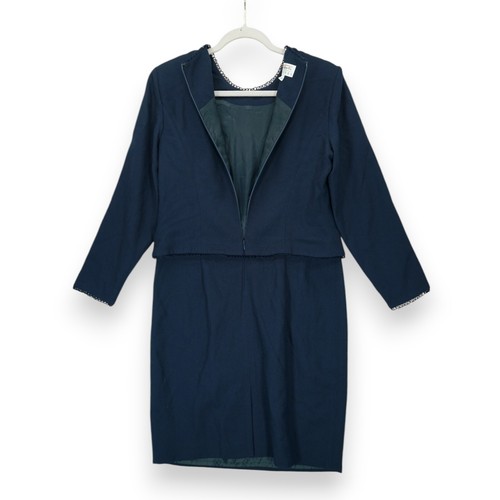Vintage TALBOTS Womens Suit Dress Navy Wool One Piece Size 12P Petites #55088PT - Picture 3 of 7