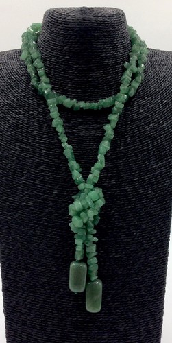STUNNING NATURAL AVENTURINE NUGGET DANGLE CONTINUOUS STRAND 40” NECKLACE