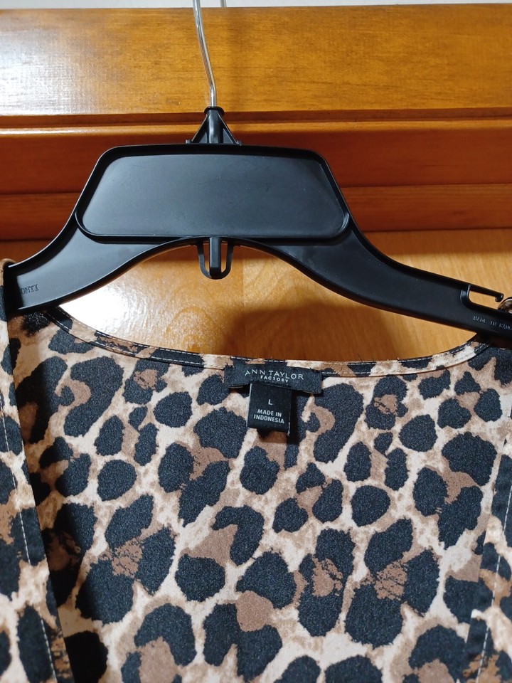ANN TAYLOR Factory Women's Leopard Print Top Size Large eBay