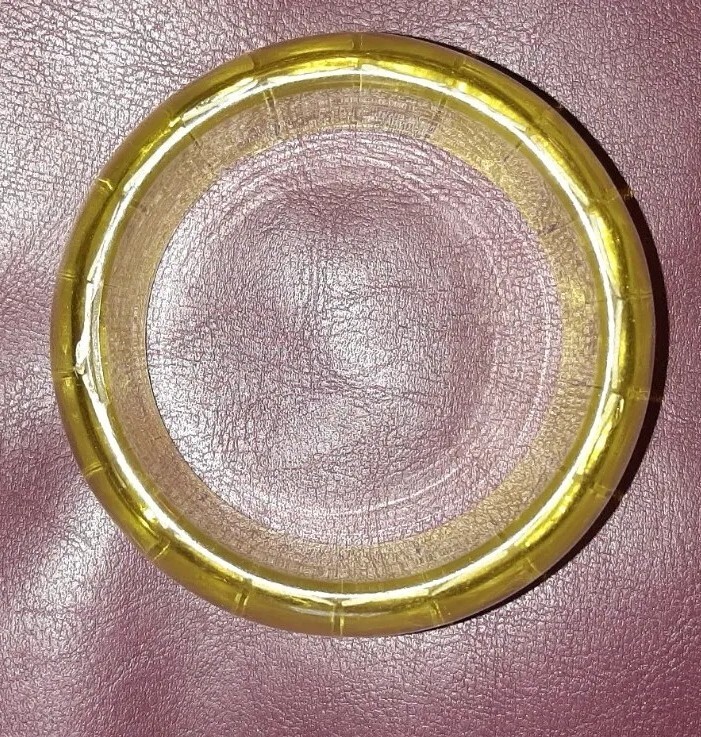 Vintage Bangle Lucite Glows Solid Chunky Lemon Li… - image 12