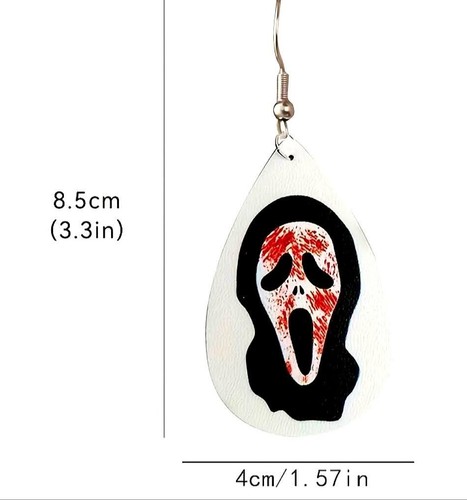 Halloween Horror Inspired Dangle Drop Hook Earrings Faux Leather, Enamel Or Wood - Picture 25 of 101