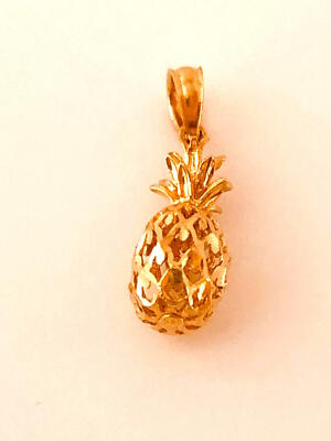 14K Massiv Roségold 3D Ananas Anhänger. Breite: 6,5 mm Länge: 18 mm C278-40