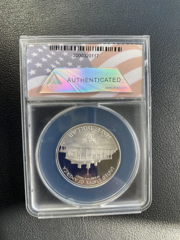 1982 S Half Dollar 50C ANACS PF70 DCAM CAMEO Silver WASHINGTON 250th Flag Label - Image 2 of 2