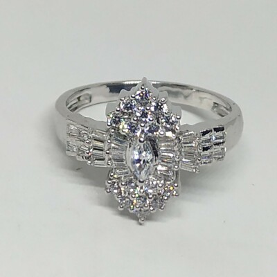 Bague Cocktail 2 Carats Rubis Simulé Marquise - Plaqué Or 14k, Taille 6.5, Sur Mesure Possible