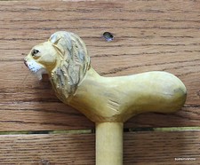 Cane Lion Hand Carved Cane Quality Wood Hand Carved Painted Walking