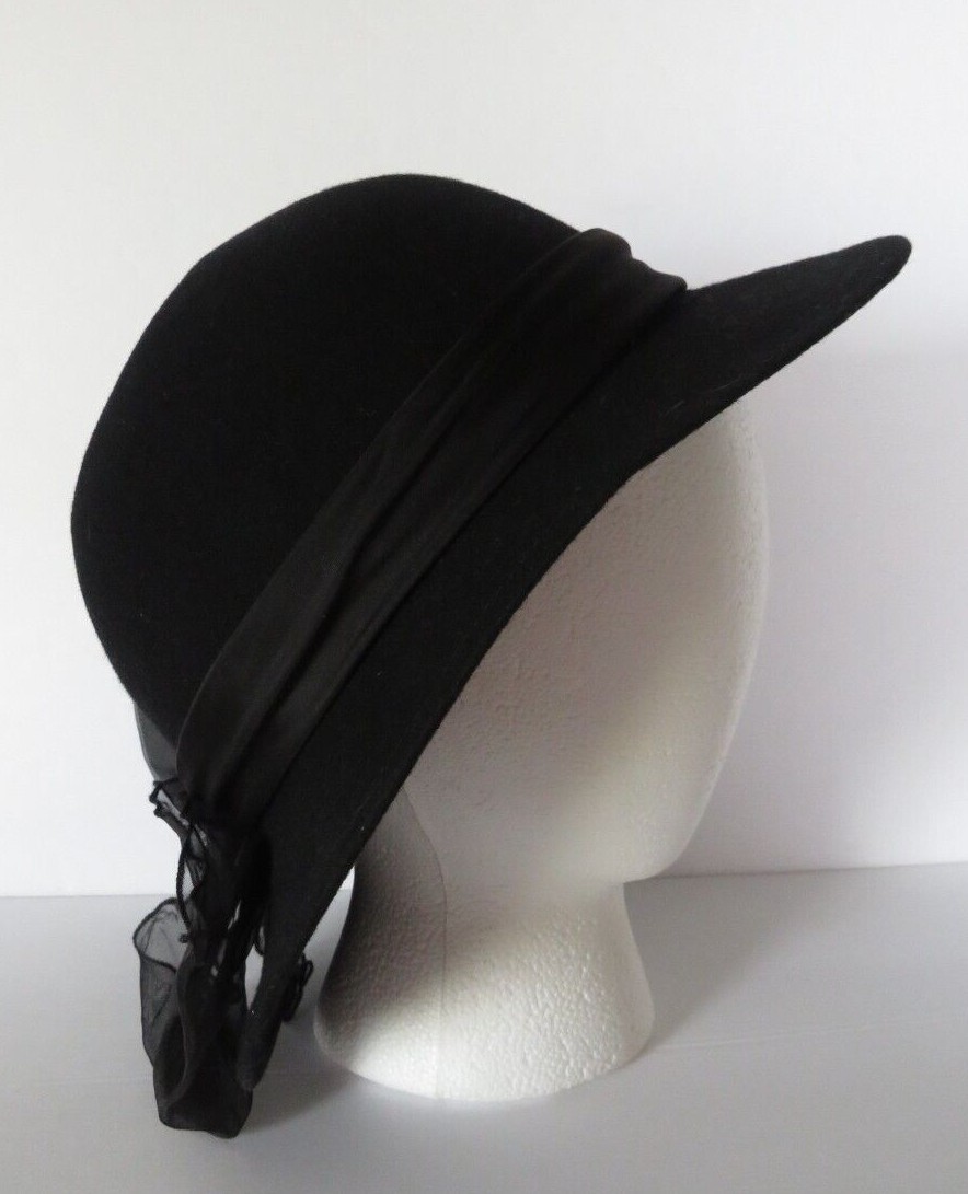 Vintage Womens Formal Funeral Dress Hat Royalty Black… Gem