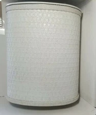 Vintage J.L. Clark white Metal Small Trash Can Waste Basket wicker Weave look