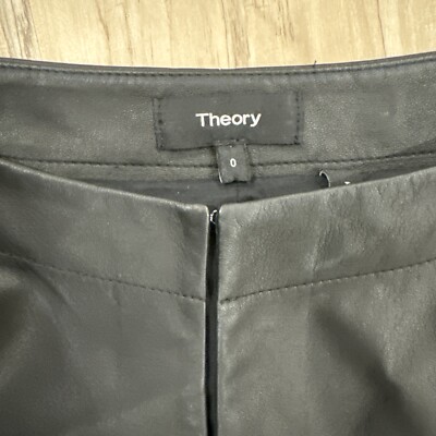Theory Womens Black Belted Peep Chest Short Sleeve Leather Shirt Dress Size  0 | eBay