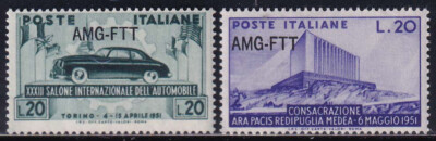 U145 TRIESTE AMG-FTT - Auto Torino e Ara Pacis, no. 110/111   MNH**