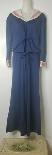Vtg Jody T of California Womens LS Jumpsuit Blue Sailor Romper Long Size Small 4 - Picture 3 of 11