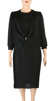 First Lady Vintage 80s Black Draped Cocktail Party Prom Dress sz 16 | eBay
