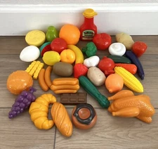 Lot Of 40 Vintage Kids Pretend Play Plastic Food Toy - Fruit, Veggies, Sweets