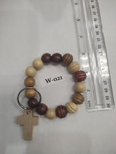 Wristlet Keychain Wooden Beads Handmade W-021