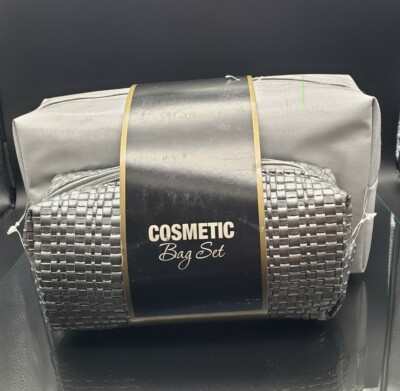 Lot Of 2 Cosmetic  Bags Grey/Silver CVS Brand 