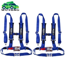 4 Point Harness 2" Seat Belt For Polaris Can-Am Kawasaki Blue 2 Pack