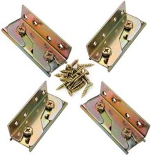 4 Sets Heavy Duty Bed Rail Brackets No-Mortise Bed Rail Fittings for Headboards