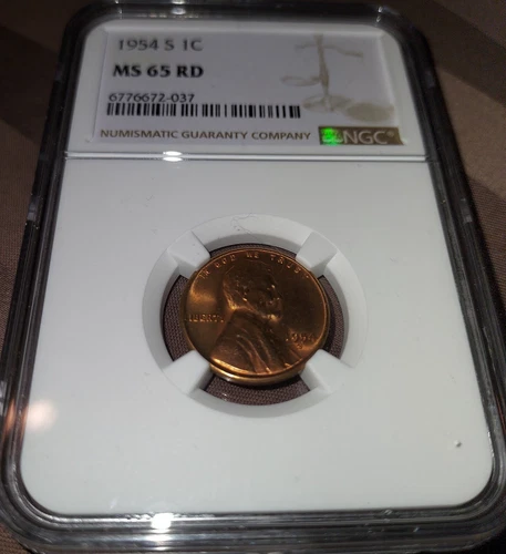 1954 S Lincoln Penny MS 65 RD NGC