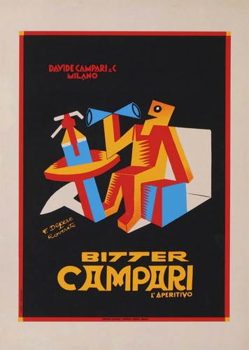 RAREST MODERNIST FORTUNATO DEPERO BITTER CAMPARI APERITIVO 1927 APERITIVE POSTER - 第 1/1 張圖片