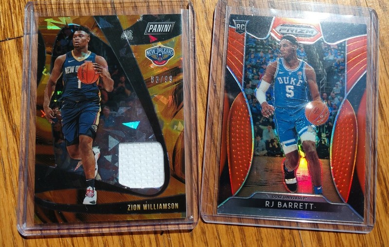 Zion Williamson 2019 Panini POD Orange Cracked Ice /99 & RJ BARRETT ORANGE PRIZM