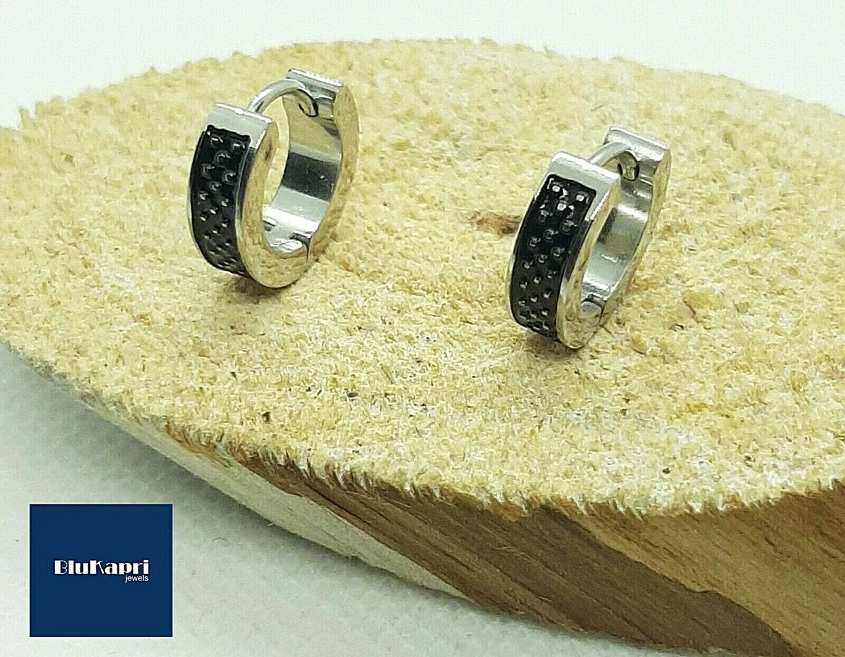 Orecchini Cerchio Da Uomo Donna Nero Acciaio Orec3 N Bis