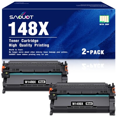 148X W1480X Black Toner for HP Pro 4001dw 4001dn Printers (With Chip, 2PK)