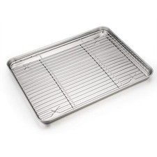 Baking Sheet and Rack Set Stainless Steel Cookie Sheet Baking Pan Tray with C...