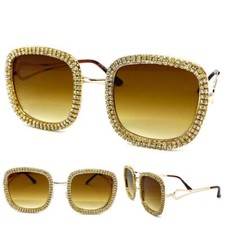 Classy Elegant Vintage Retro Style Bling SUNGLASSES Rose Gold Frame Rhinestones