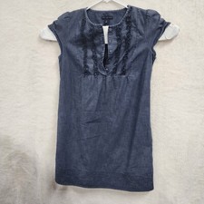 GAP Denim Short Sleeve Dress Size 10 Buttons Pockets Nice Summer Blue Jean Wear