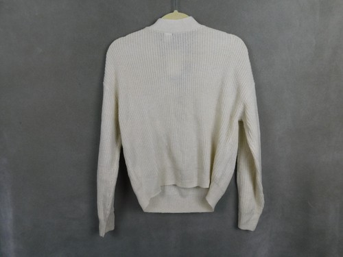 H & M Womens Sweater Medium Tan Knit Tie Front Caged Long Sleeve V Neck NEW NWT - Picture 7 of 8
