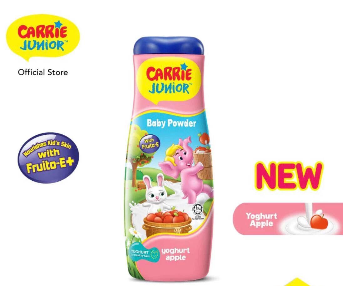 Baby Powder Carrie Junior Fresh Yoghurt Apple (280g) - Nourishes Kid's Skin
