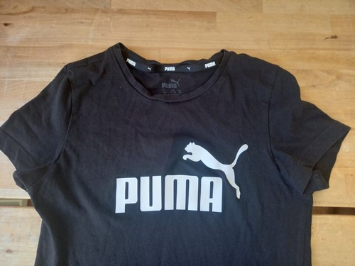 PUMA Girls Black T-shirt 11-12 years WASHED & CLEANED VGC - Picture 2 of 4