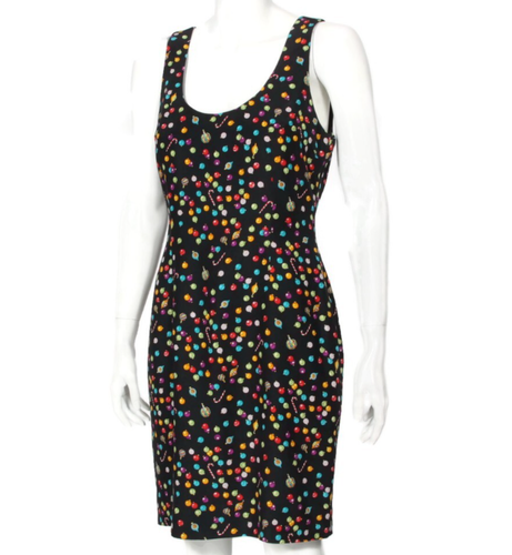Vintage 90s NICOLE MILLER Christmas Ornament Dress Party Silk Dress sz 8 /057 - Picture 3 of 7