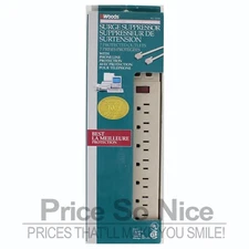 Woods 7 Outlet Surge Protector Power Strip- 4ft Cord - Lighted On/Off Switch NEW