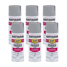 Rust Oleum Stops Rust Primer Spray Paint 12Oz Pack Of 6 Flat Light Gray