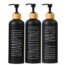 16oz 3-Pack Refillable Black Bathroom Shower Set - Empty Bottles with Pump fo...