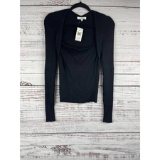 Hooked Up Sweater Women's Size L Black Ribbed Knit Long Sleeve Pullover Top NWT