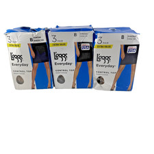 3x NEW Leggs 3Packs Everyday CONTROL TOP 3Pk Pantyhose Sheer Toe Size B SUNTAN