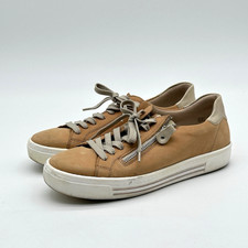 Remonte Maditta Lace Up Zip Shoes Leather Womens 39 US 8 Tan Casual Sneakers