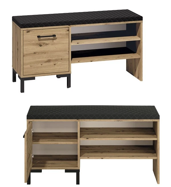 Sitzbank "Nevio" Schuhbank 105cm Artisan Eiche 1-türig - Bild 2 von 4