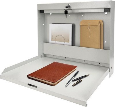 Folding Wall Mounted Desk Lockable Storage Rack Easy Workstation Magnetic Board
