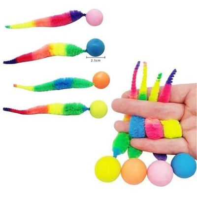 1x Interaktives Katzenspielzeug Bunter Hüpfball Wurm Teaser Elastisch Puzzle Spielen