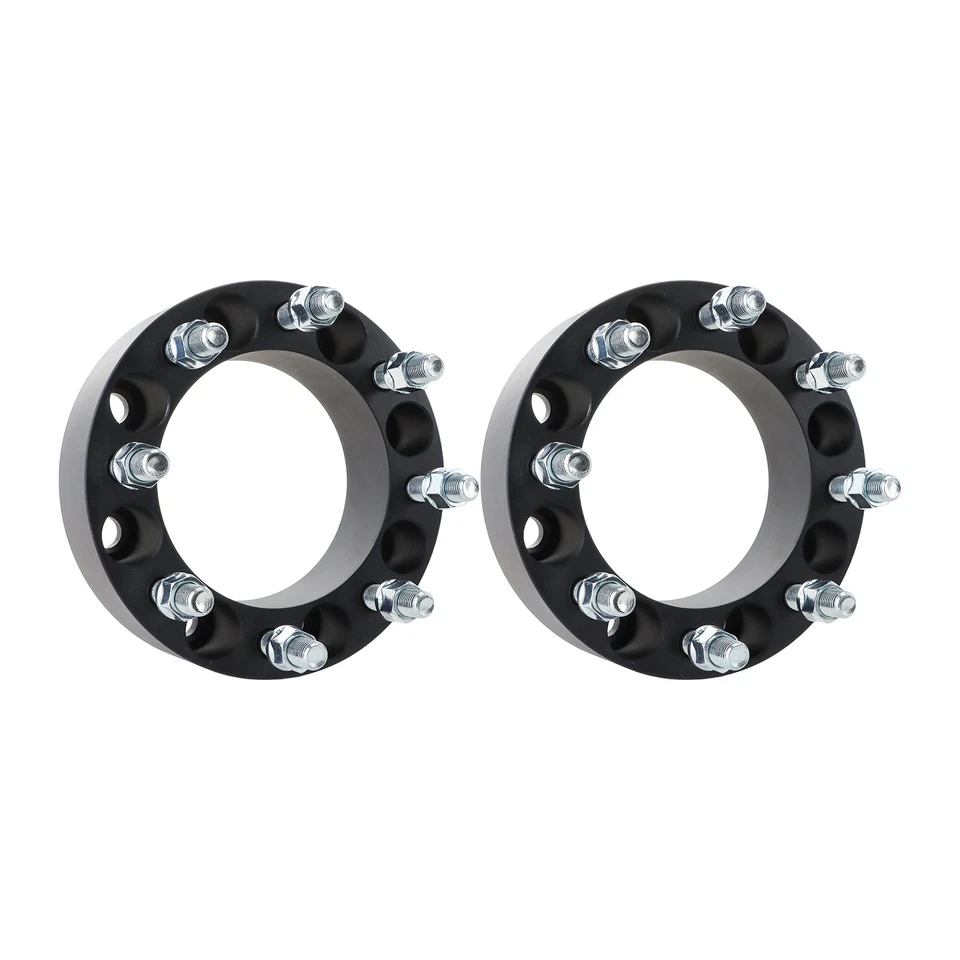2Pcs Wheel Spacers 2" 8x6.5" M14x1.5 130mm Black Foto 4 de 4