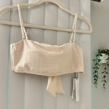 NWT Sanctuary Bandeau Swim Top With Removable Straps Size M Ivory 69