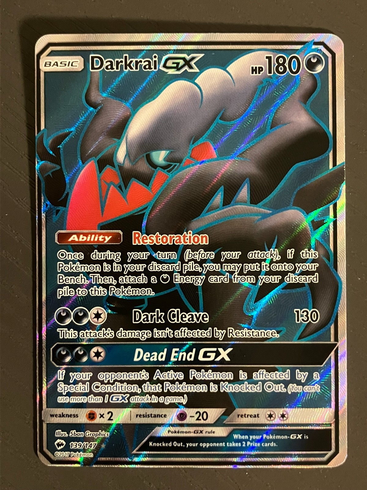 Pokemon Darkrai GX (Full Art) Burning Shadows (SM03) 139/147 Ultra Rare NM