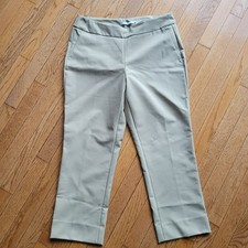 Alfred Sung Crop Stretch Pant Cream Pull On Dress Pant Women's Size 10